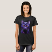 ポップアートの紫色の猫 Tシャツ (正面フル)
