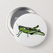 ポップアートの緑のバッタ 缶バッジ (正面&裏面)