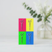 ポップアートの美容師のcosmetologyはピンクを切ります 名刺 (スタンド正面)