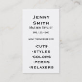 ポップアートの美容師のcosmetologyはピンクを切ります 名刺 (裏面)
