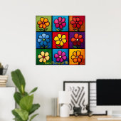 ポップアートの花のグリッドカラフルな壁のアート ポスター (ホームオフィス)