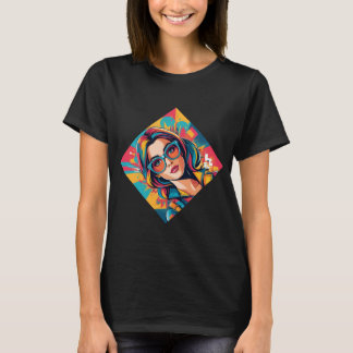 ポップアートの華やかな美人 Tシャツ