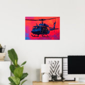 ポップアートの軍用ヘリコプター - 航空シーン ポスター (ホームオフィス)