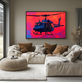 ポップアートの軍用ヘリコプター - 航空シーン ポスター