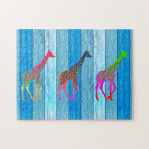 ポップアートの野生のキリンのパズル ジグソーパズル