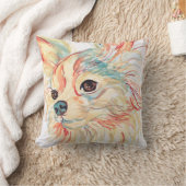 ポップアートの長い髪のチワワの枕 クッション (ブランケット)