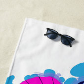 ポップアートの青い蝶ビーチタオル ビーチタオル (インサイチュ)