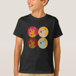 ポップアートのdogecoinのデザイン tシャツ