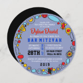ポップアートらくがき バー・ミッツヴァ招待状 招待状 (正面/裏面)