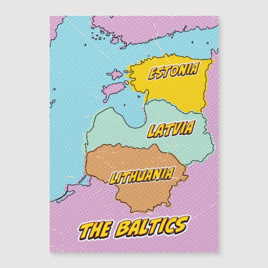 ポップアートイラストのバルト三国地図 (正面)