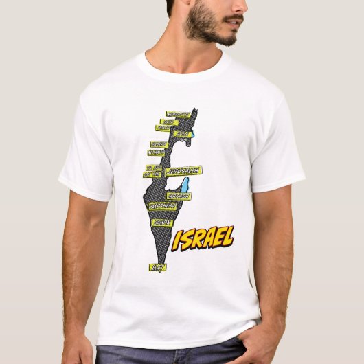 ポップアートイラストイスラエル地図 Tシャツ (正面)