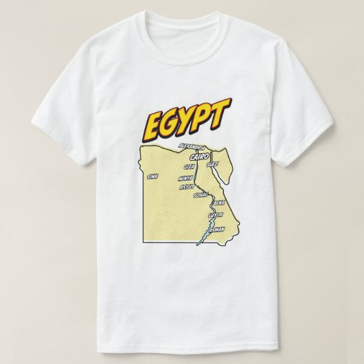 ポップアートイラストエジプト地図 Tシャツ (デザイン正面)