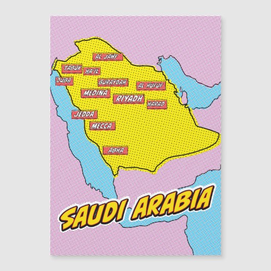 ポップアートイラストサウジアラビア地図 (正面)