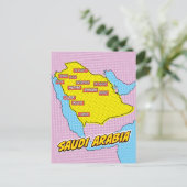 ポップアートイラストサウジアラビア地図 シーズンポストカード (スタンド正面)