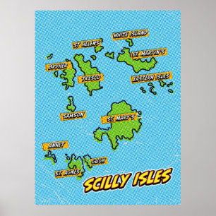 ポップアートイラストシリー諸島地図 ポスター