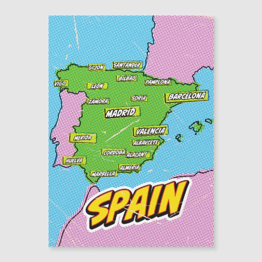 ポップアートイラストスペイン地図 (正面)
