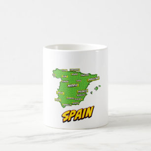 ポップアートイラストスペイン地図 コーヒーマグカップ