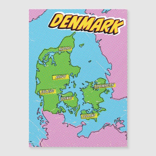 ポップアートイラストデンマーク地図 (正面)