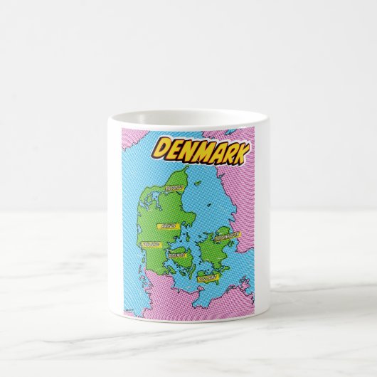 ポップアートイラストデンマーク地図 コーヒーマグカップ (中央)