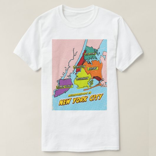 ポップアートイラストニューヨークシティマップ Tシャツ (デザイン正面)
