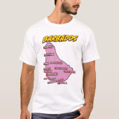 ポップアートイラストバルバドス地図 Tシャツ (正面)