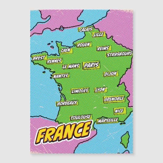 ポップアートイラストフランス地図 (正面)
