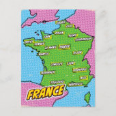ポップアートイラストフランス地図 シーズンポストカード (正面)