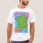ポップアートイラストフランス地図 Tシャツ (正面)