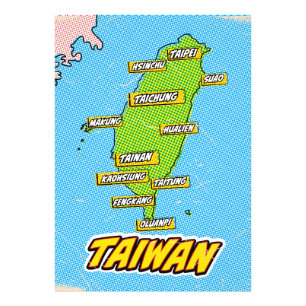 ポップアートイラスト台湾地図 フォトプリント           
