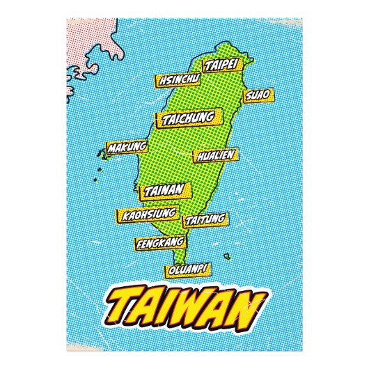 ポップアートイラスト台湾地図 フォトプリント            (正面)