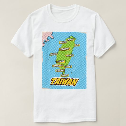 ポップアートイラスト台湾地図 Tシャツ (デザイン正面)