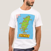 ポップアートイラスト台湾地図 Tシャツ (正面)