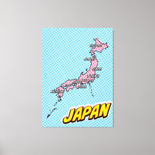 ポップアートイラスト日本地図 キャンバスプリント
