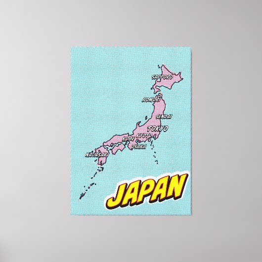 ポップアートイラスト日本地図 キャンバスプリント (正面)