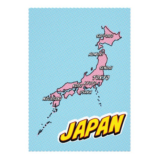 ポップアートイラスト日本地図 フォトプリント (正面)
