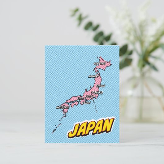 ポップアートイラスト日本地図 ポストカード (スタンド正面)