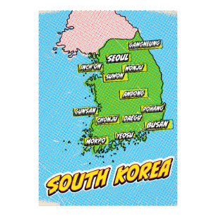 ポップアートイラスト韓国地図 フォトプリント