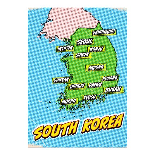 ポップアートイラスト韓国地図 フォトプリント            (正面)