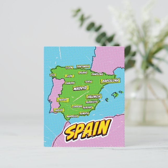 ポップアートイラスト スペイン地図 (スタンド正面)