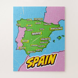 ポップアートイラスト スペイン地図 ジグソーパズル