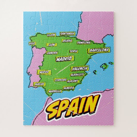 ポップアートイラスト スペイン地図 ジグソーパズル (縦)