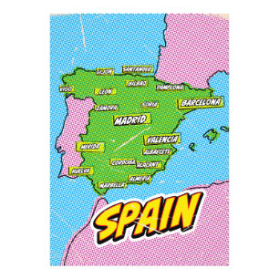 ポップアートイラスト スペイン地図 フォトプリント           