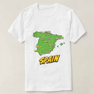 ポップアートイラスト スペイン地図 Tシャツ