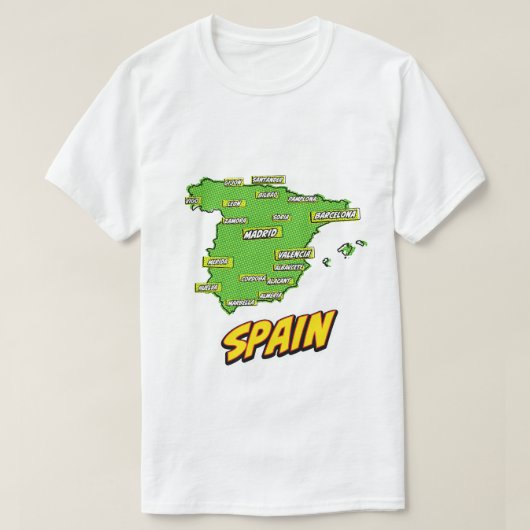 ポップアートイラスト スペイン地図 Tシャツ (デザイン正面)
