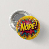 ポップアートイラスト ビッグイエロー「NOPE」 缶バッジ (正面&裏面)