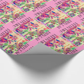 ポップアートキャンデーによって着色される猫の鳥籠 ラッピングペーパー (角)