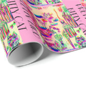 ポップアートキャンデーによって着色される猫の鳥籠 ラッピングペーパー (ロールコーナー)