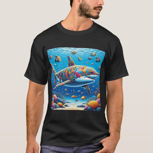 ポップアートサメ Tシャツ (正面)
