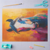 ポップアートスタイルの馬のデジタルペイントデコパージュ 薄葉紙 (クラフト)