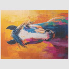 ポップアートスタイルの馬のデジタルペイントデコパージュ 薄葉紙